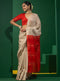 Aruna Cream and Red Soft Silk Bhagalpur Saree with Blouse Fabric